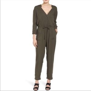 Caslon Drop Waist Army Green Jumpsuit Size Large